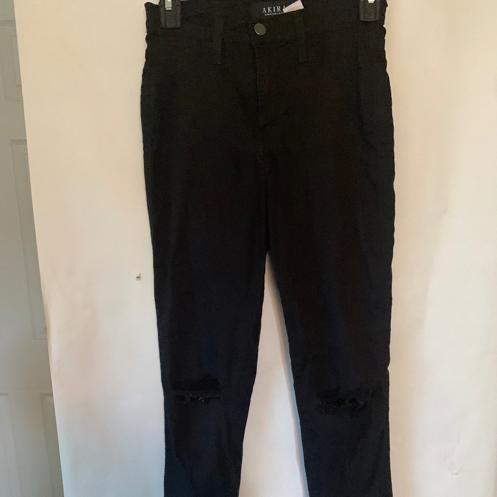 Jeans Black Skinny ripped knees style Akira